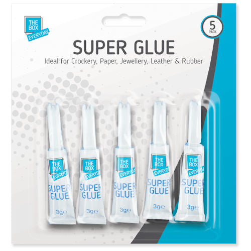 Super Glue 5 Pack - Strong Adhesive Bonding Agent Multipurpose Adhesive