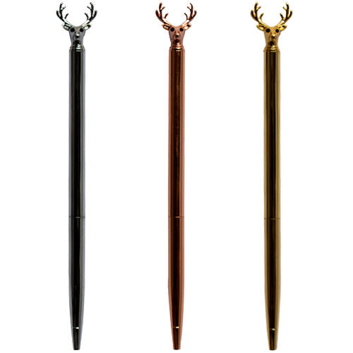 Metal Reindeer Pen - Assorted Christmas Festive Holiday Writing Stationery Decoration Rudolph Antlers