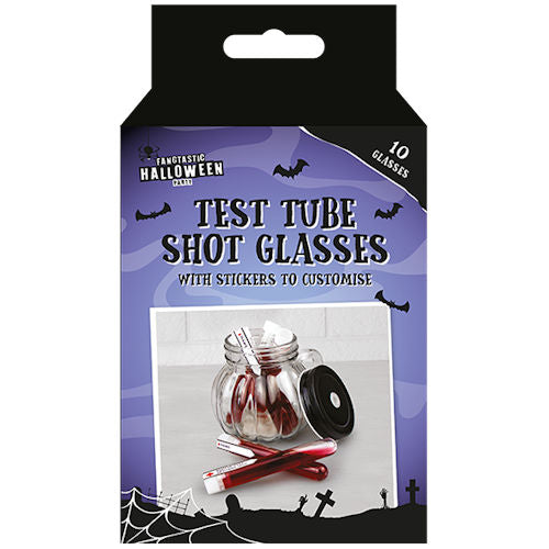 Halloween Test Tube Shot Glasses - 10 Pack Spooky Festive Party Decoration Haunted House