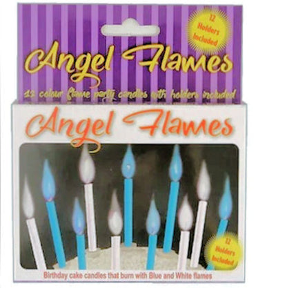 12 Blue & White Angel Flames Candles