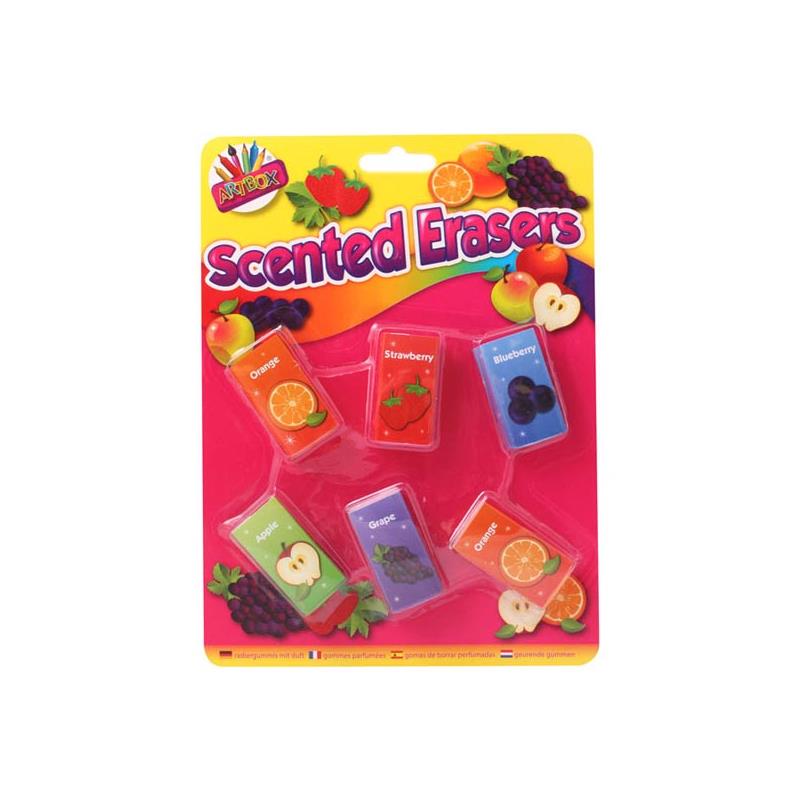 Scented Novelty Erasers - 6 Pack Fun Kids School Office Supplies Stationery