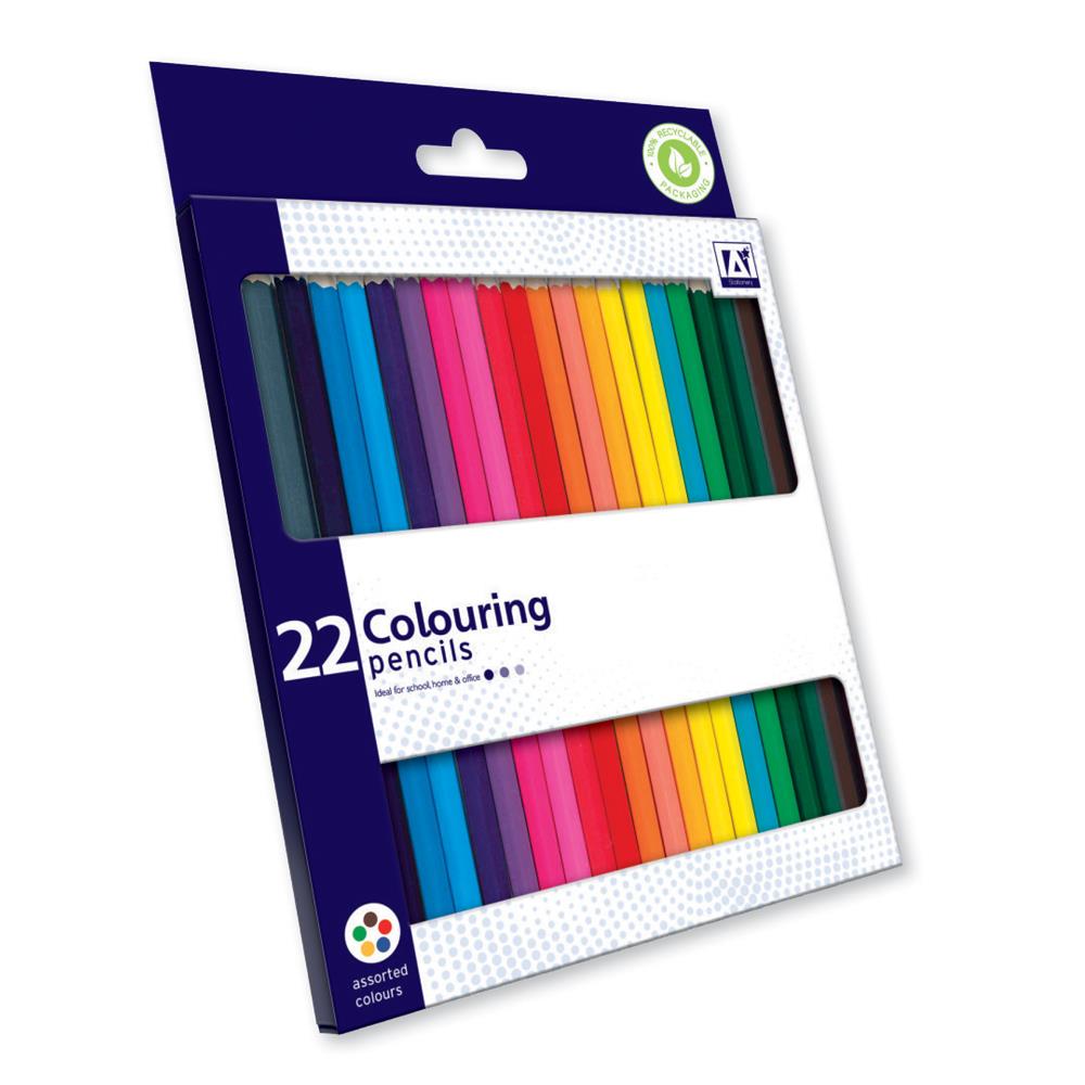 Colouring Pencils - 22 Pack Bright Colours Assorted Vibrant Shades Colouring Art Projects
