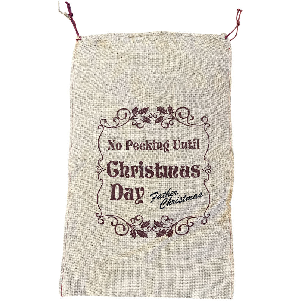 No Peeking Until Christmas Hessian Sack