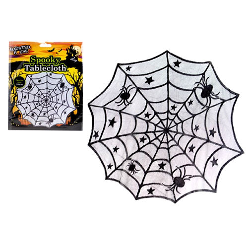 Halloween Spider's Web Round Tablecloth - 100cm Party Decoration