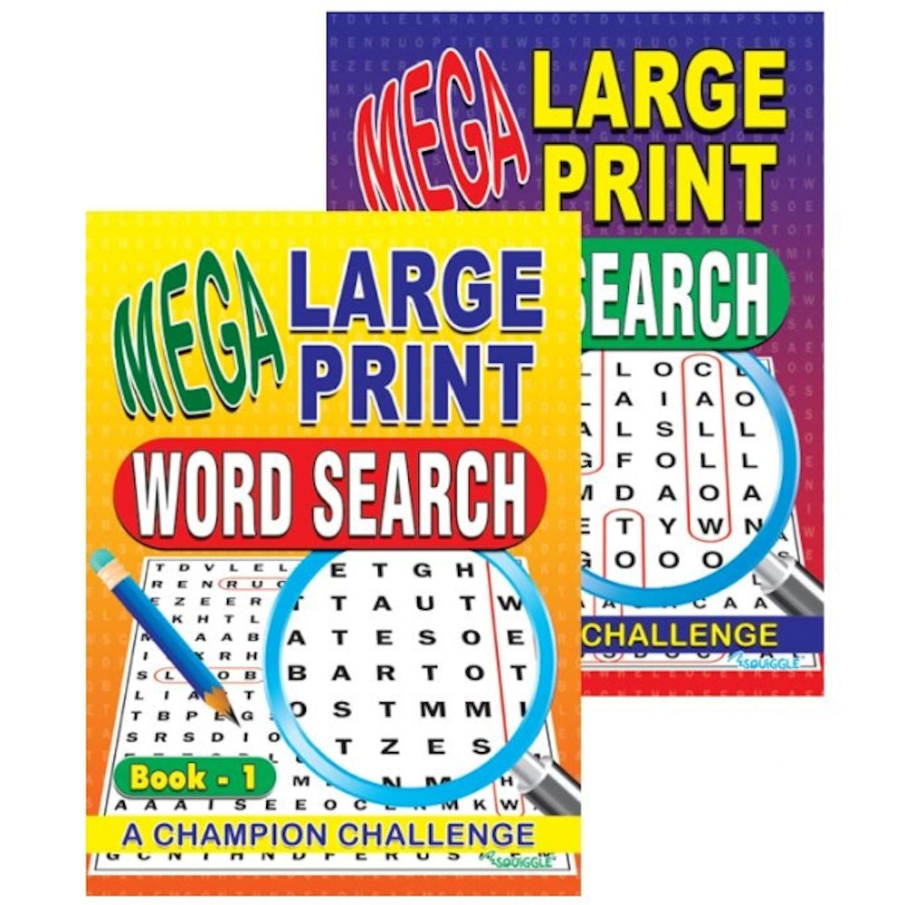 A4 Mega Large Print Word Search Book - Assorted High Quality Paper Relaxing Brain Teasers