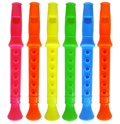 6 Small Plastic Flute Whistles