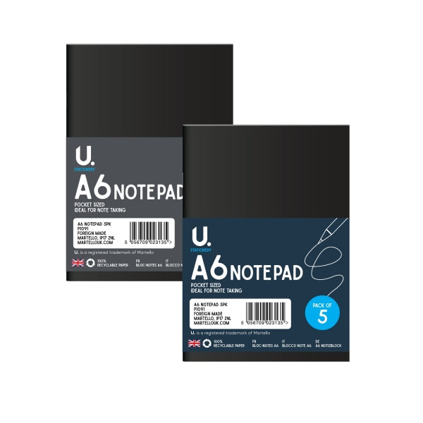 5 Assorted A6 Notepads
