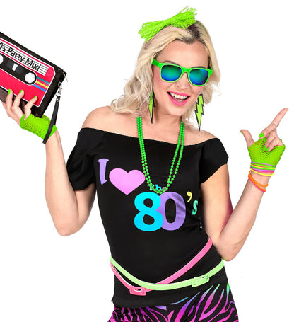 Neon Green Fingerless Fishnet Gloves