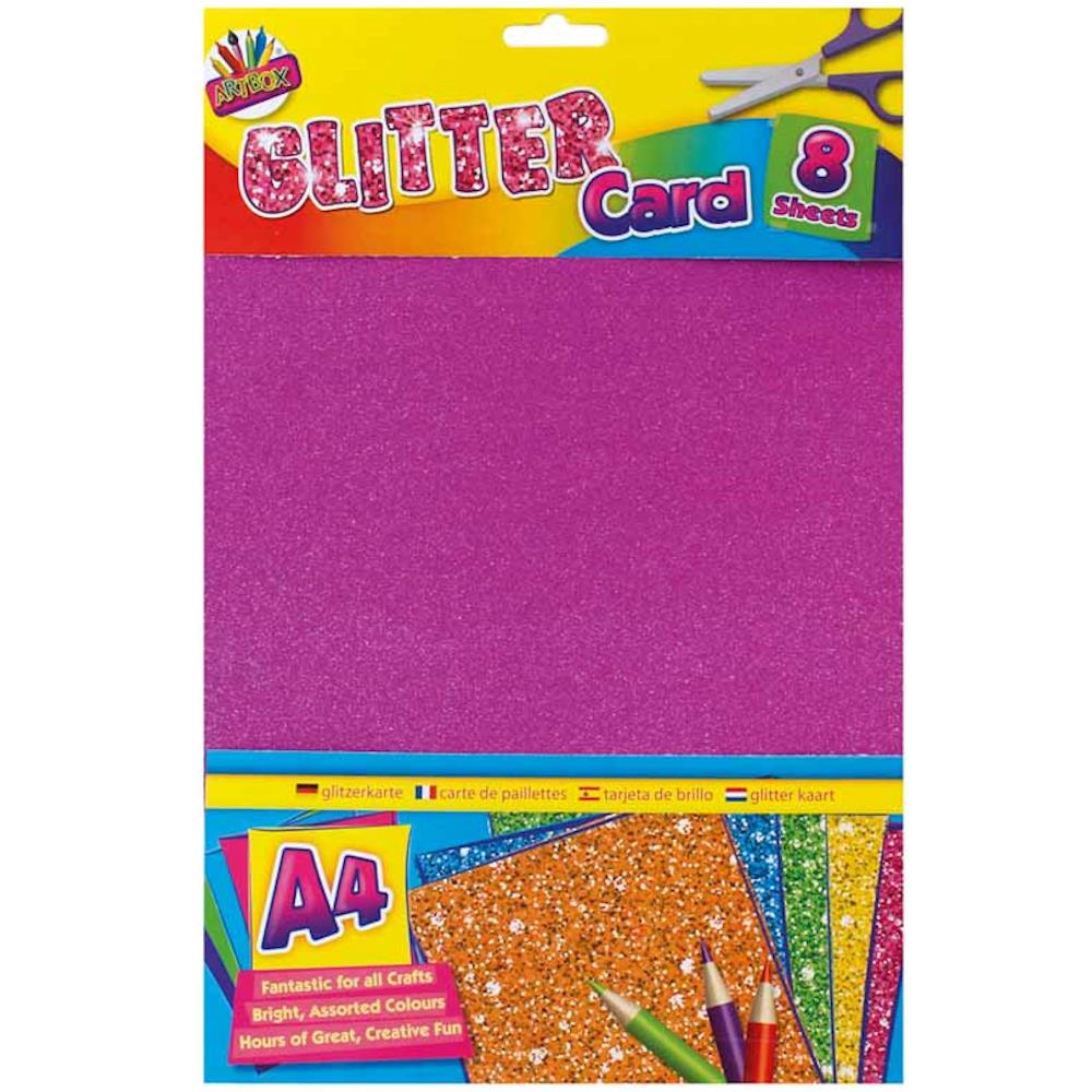 A4 Glitter Card - 8 Sheets Bright Colours Sparkle Craft Paper Scrapbooking Creative DIY