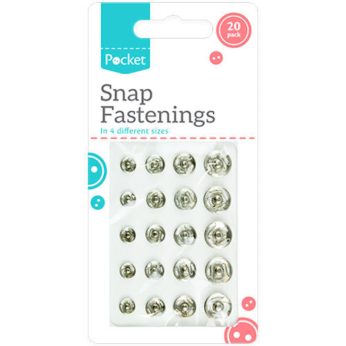 Snap Fastenings 20 Pack - Assorted Sizes Snap Buttons for Clothing Repair and Crafting