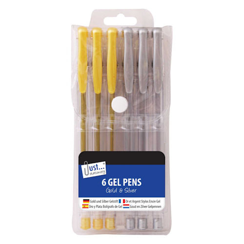 Silver & Gold Gel Pens - 6 Pack Metallic Ink Writing Drawing