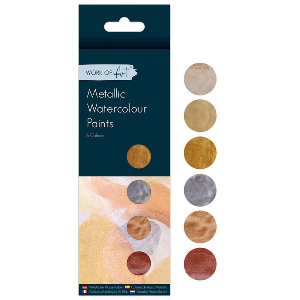 Metallic Water Colours Paint - 6 Pack Shimmery Art Supplies Crafting Painting Set