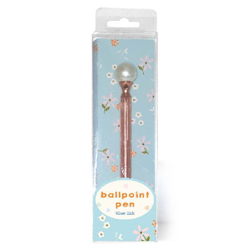 Rose Gold Pearl Ballpoint Pen - Elegant Writing Instrument Stylish Office School Supplies Gift