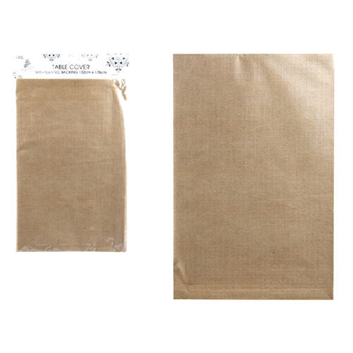 Flannel Backed Gold Tablecloth - 132cm x 178cm Festive Dining Table Cover Christmas