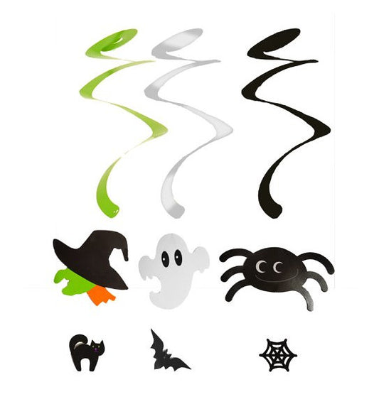 3 Halloween Hanging Swirl Decorations