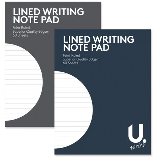 Lined Writing Pad - Assorted 13.5cm x 17.5cm Neatly Ruled Pages Writing Compact Size