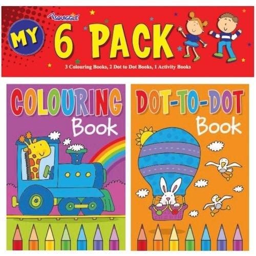 Mini Colouring Books - 6 Pack Portable Size Travel Party Kids Children