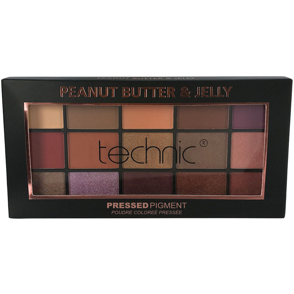 Technic Cosmetics 15 Colour Eyeshadow Palette BAS7 Peanut Butter & Jelly - Makeup Beauty Glamour Vibrant Shades Palette