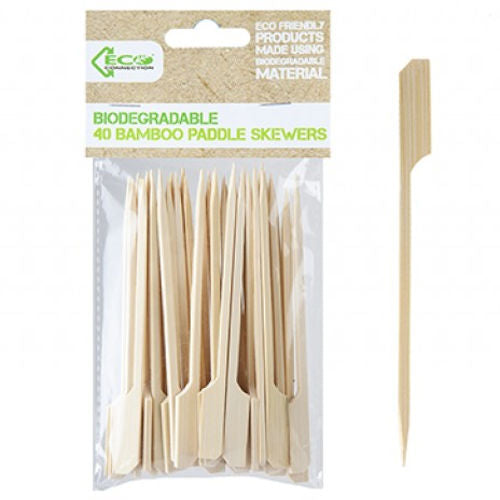 Bamboo Paddle Skewers - 40 Pack Barbecue Grill Sticks Party Tableware