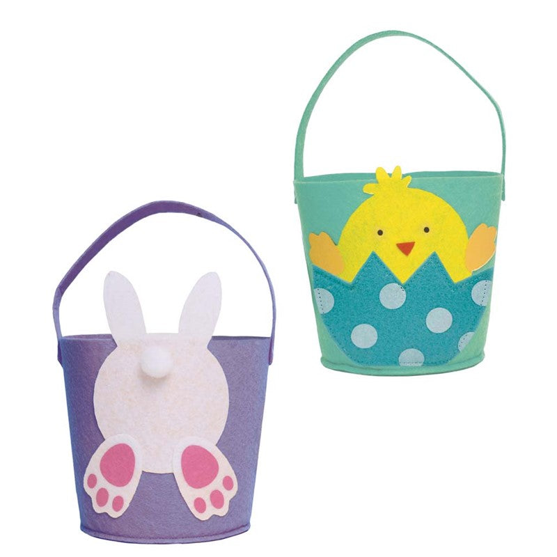 Easter Large Felt Bucket - Assorted Festive Holiday Container Kids Egg Hunt Basket Craft Supplies