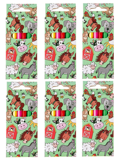 6 Farm Animal Halfsize Colouring Pencils