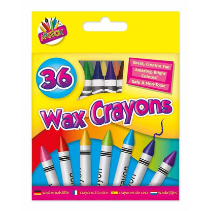 Wax Crayons - 36 Pack Bright Assorted Colours Kids Art Supplies