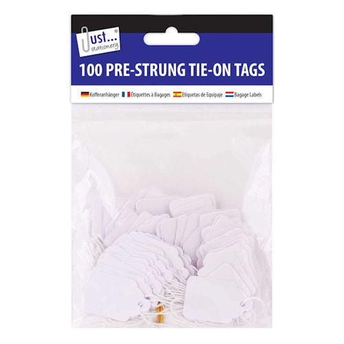 Pre Strung White Tags - 100 Pack Durable Labelling Craft Supplies Stationery Organization
