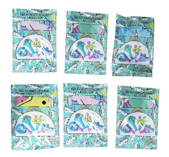 6 Unicorn Self-Inflating Handheld Balloons
