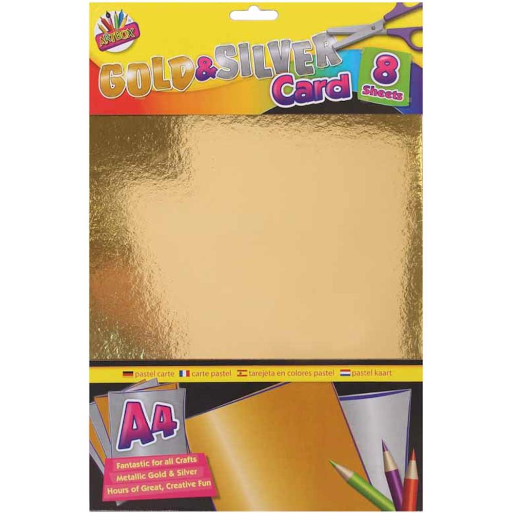 A4 Gold & Silver Card - 8 Sheets Shiny Colours Gold Silver Craft Paper Scrapbooking Creative DIY