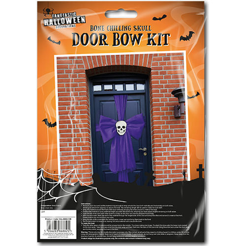 Halloween Door Bow - Skeleton Purple Festive Holiday Decoration Spooky Haunted House