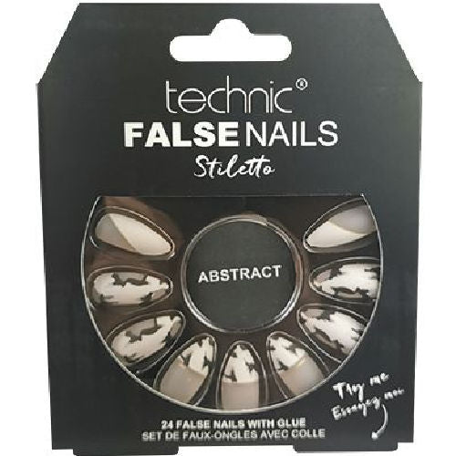 Technic Cosmetics False Nails Stiletto Abstract - Artistic Design Long-Lasting Adhesive Easy Application