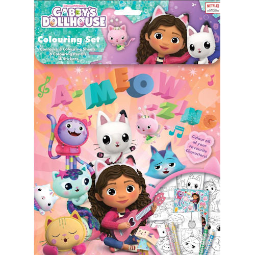 Gabby's Dollhouse Colouring Set - Colouring Sheets Colouring Pencils Stickers Creative Fun