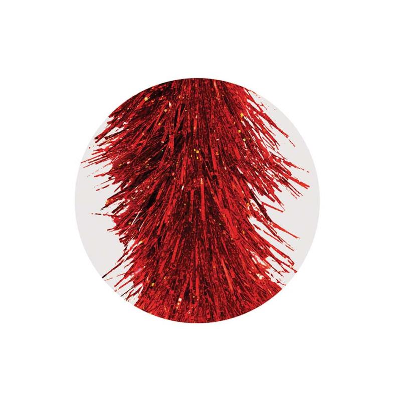 Luxury Tinsel Holographic - Red 2m Festive Holiday Decoration Sparkly Christmas Tree Decor