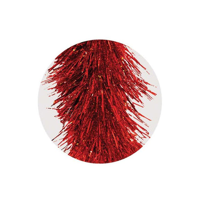 Luxury Tinsel Holographic - Red 2m Festive Holiday Decoration Sparkly Christmas Tree Decor