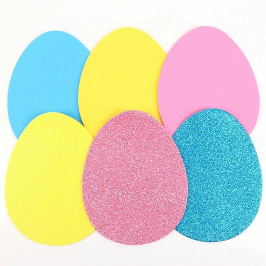 Easter Egg Foam Shapes - 12 Pack Craft Supplies Spring Holiday Decoration Bunny Chick Easter Egg