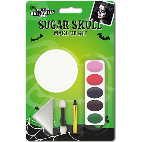 Halloween Character Face Paint Make Up Kit - Sugar Skull Skeleton Costume Accessory Spooky Festive