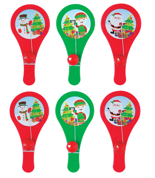 6 Christmas Plastic Paddle Bats