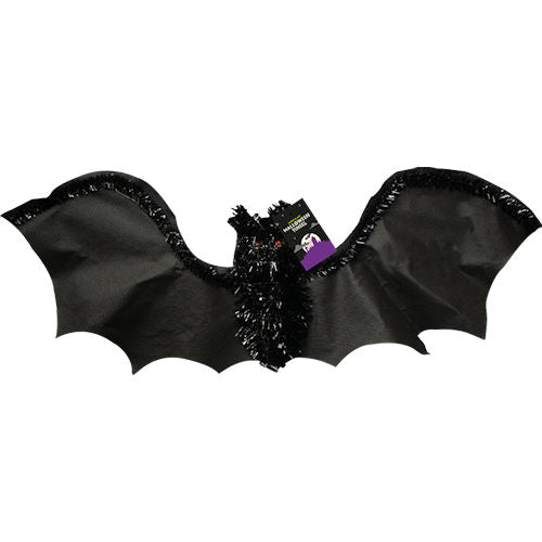 Hanging Tinsel Bat Decoration - 64cm x 25cm Spooky Halloween Party Haunted House Festive Wall Ornament
