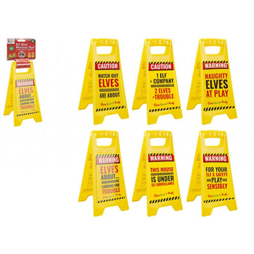 Elf Slogan Warning Sign - Assorted Decoration Naughty Elves Signage Merry Christmas Greeting Pranks
