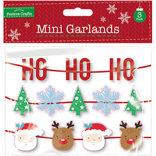 Christmas Mini Garlands - 3 Pack Festive Holiday Decoration Party Ornament Decor