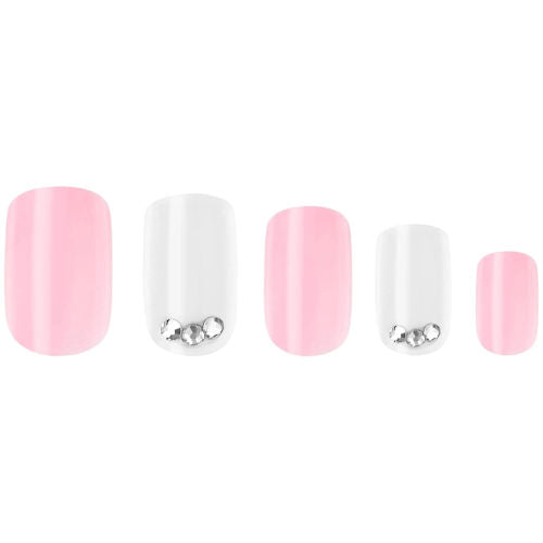W7 Cosmetics Glamorous False Long Fake Nails - Pink Me Up Design Long Lasting Durable Easy Application Manicure Set