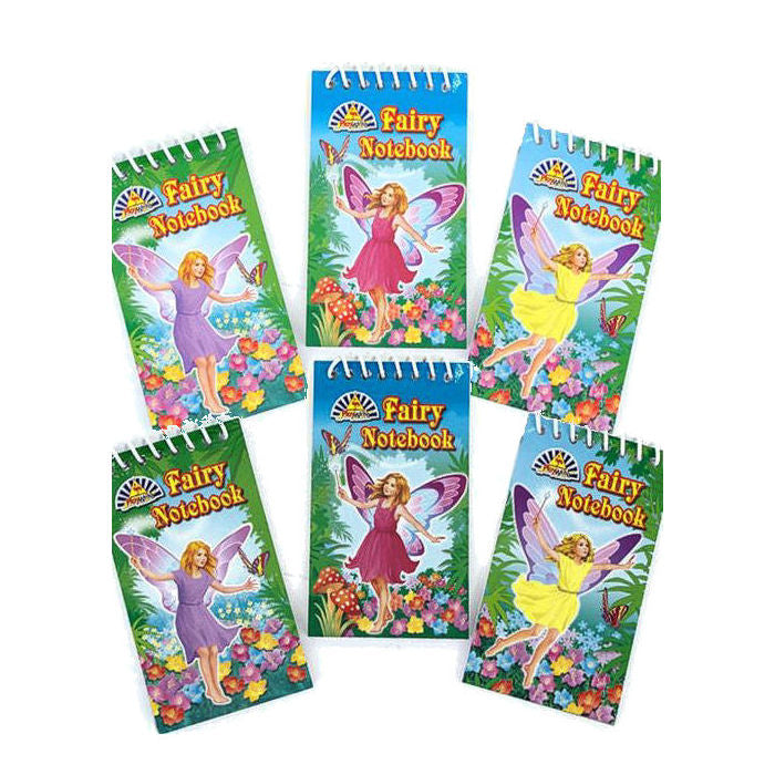 6 Mini Fairy Flip Notebooks - Colourful Designs Pocket Size Kids Party Bag Fillers