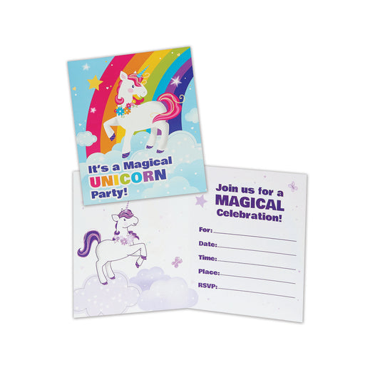 8 Fairytale Unicorn Party Invitations