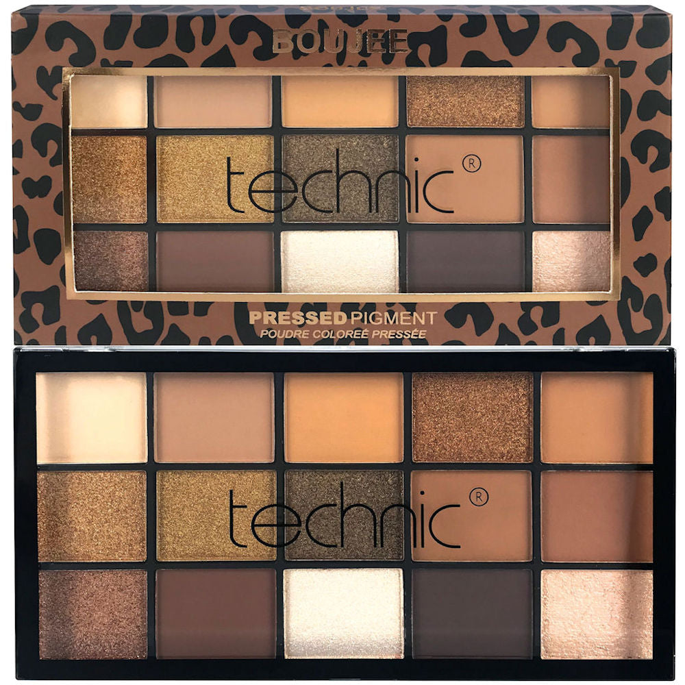 Technic Cosmetics 15 Colour Pressed Pigment Eyeshadow Palette Boujee - Makeup Beauty Glamour Vibrant Shades Palette