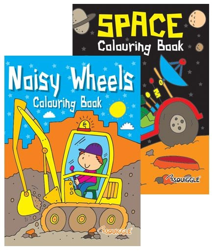 Space or Noisy Wheels Colouring Book