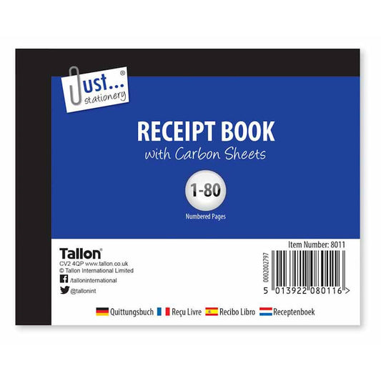 Half Sized Receipt Book - Carbon Sheets 1-80 Numbered Pages Duplicate Order Record