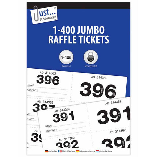 Jumbo Raffle Tickets 1-400 - Assorted Colours Event Supplies Fundraising Party Games