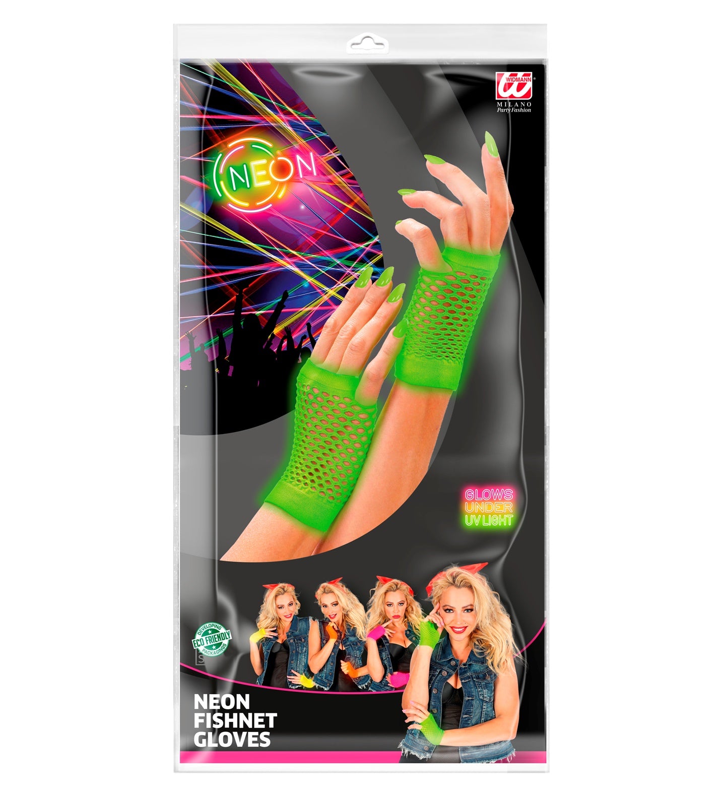 Neon Green Fingerless Fishnet Gloves
