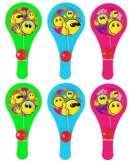6 Happy Face Plastic Paddle Bats
