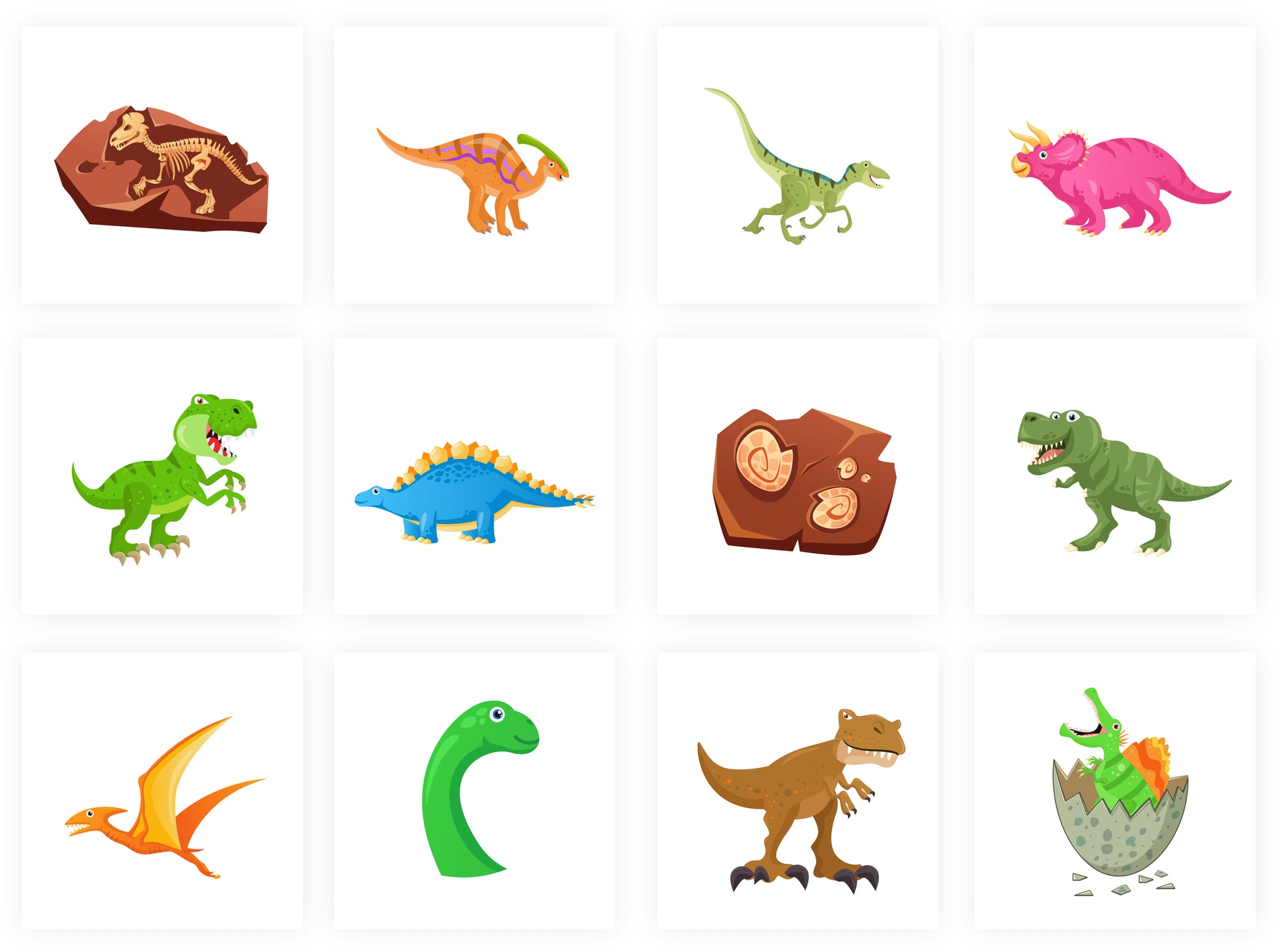 12 Dinosaur Temporary Tattoos